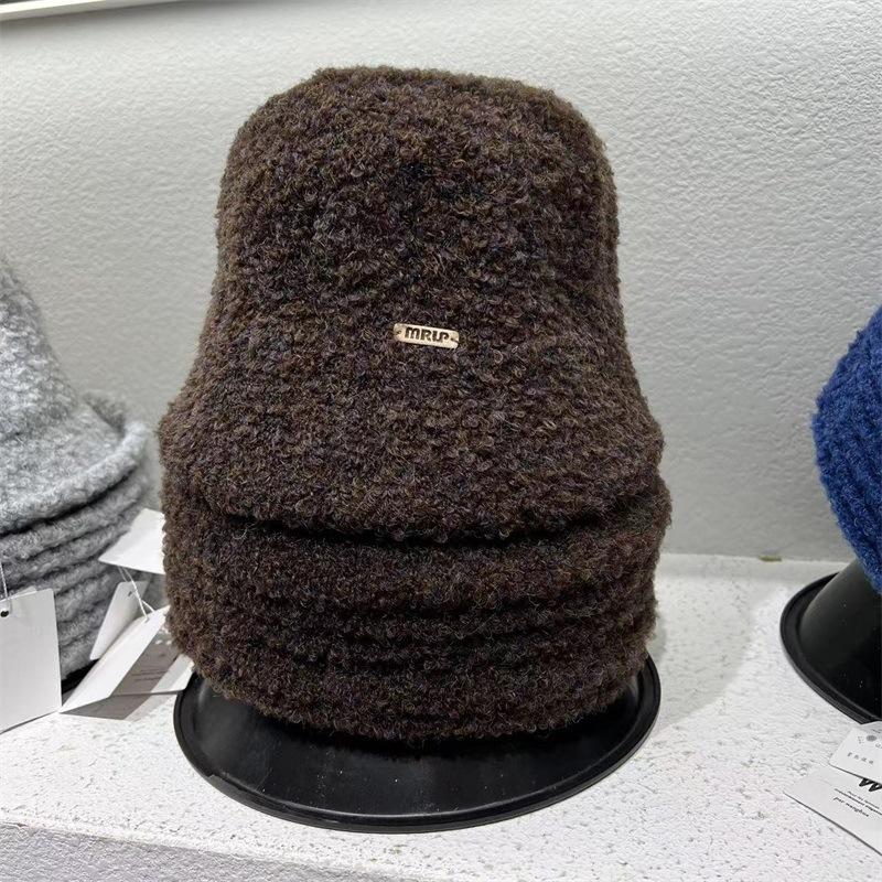 

Женская зимняя новая панама-ведро из настоящей овечьей шерсти, теплая, с маленьким лицом, прямая панама-ведро-колокол M（56-58cm） темно-коричневого