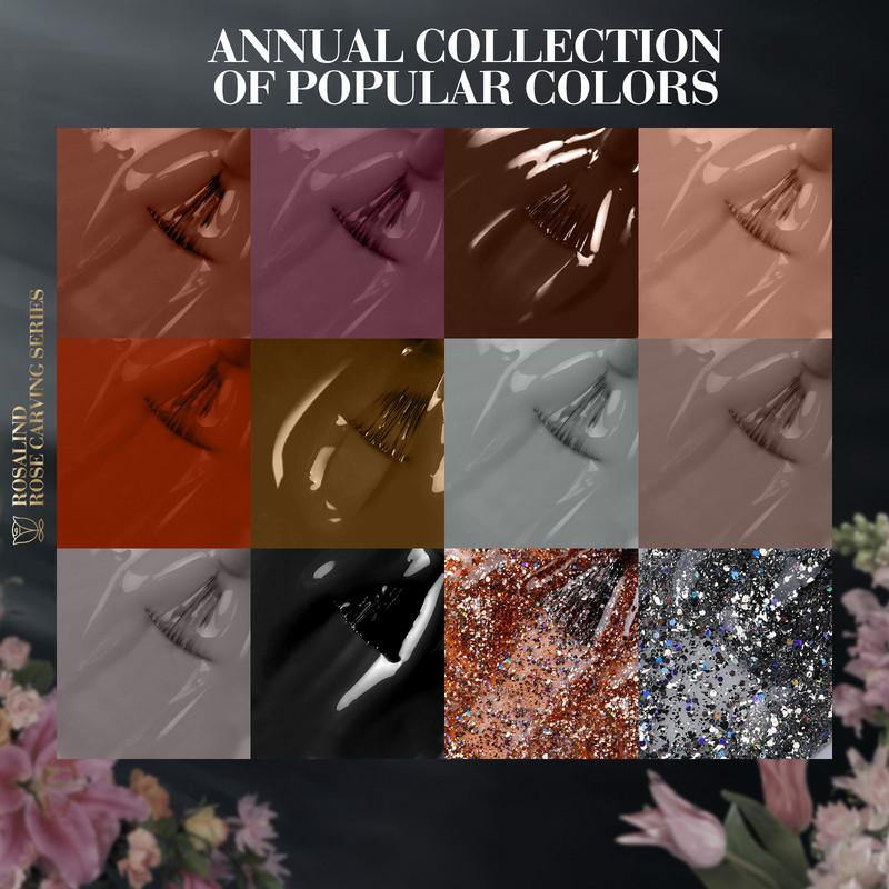 ROSALIND Nail Polish Gel 12 Colors Set Gel Varnishes Set Nail Polishes Hybrid Semi Permanent UV/Led Cure for Nail Art DIY/Salon