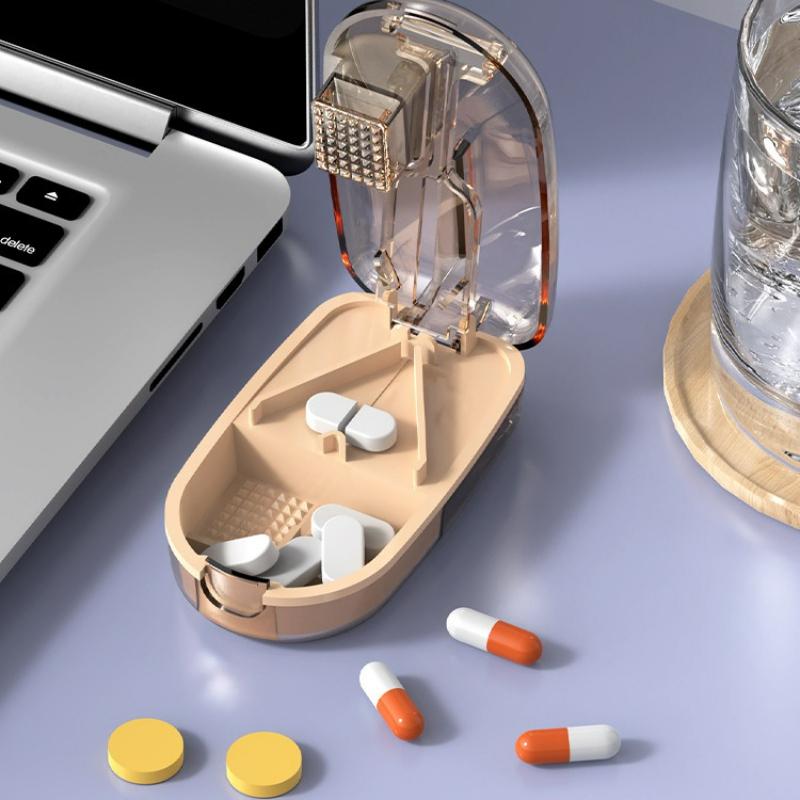 Newest Quarter/Half Pill Cutter Storage Box Portable Pharmaceutical Tablet Drug Dust Divider Organizer Crush Pill Cutter синий