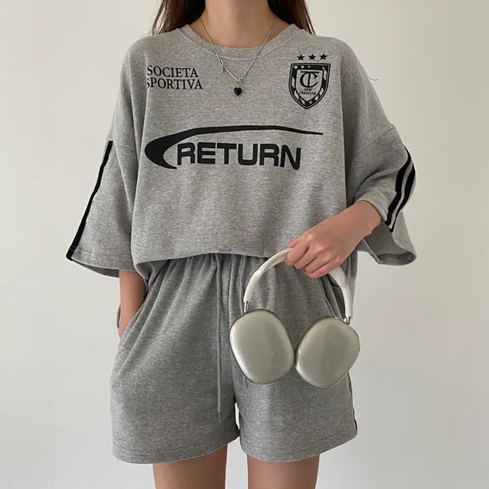 Summer Short Sleeve and Shorts Loose Plus Korean Summer Outfit [mxcgzl] Women's T-Shirt Set, Sweatshirt/Jersey, Fit, Sizes, Casual, Style, Stylish,