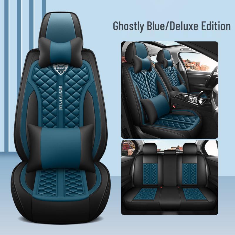 Universal Four-Season Cartoon Leather Car Seat Cushion Set for Five Seats
