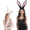 Women Girls Rabbit Ears Headband Collar Bowtie Cuff Bunnies Tail Easter Bunnies Costume Set for Halloween Cosplay Party