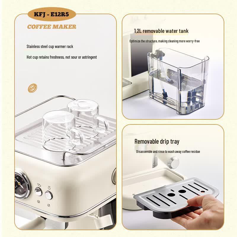 Little Bear Retro 20-Bar Espresso Machine with Milk Frother CN plug (adapter included)