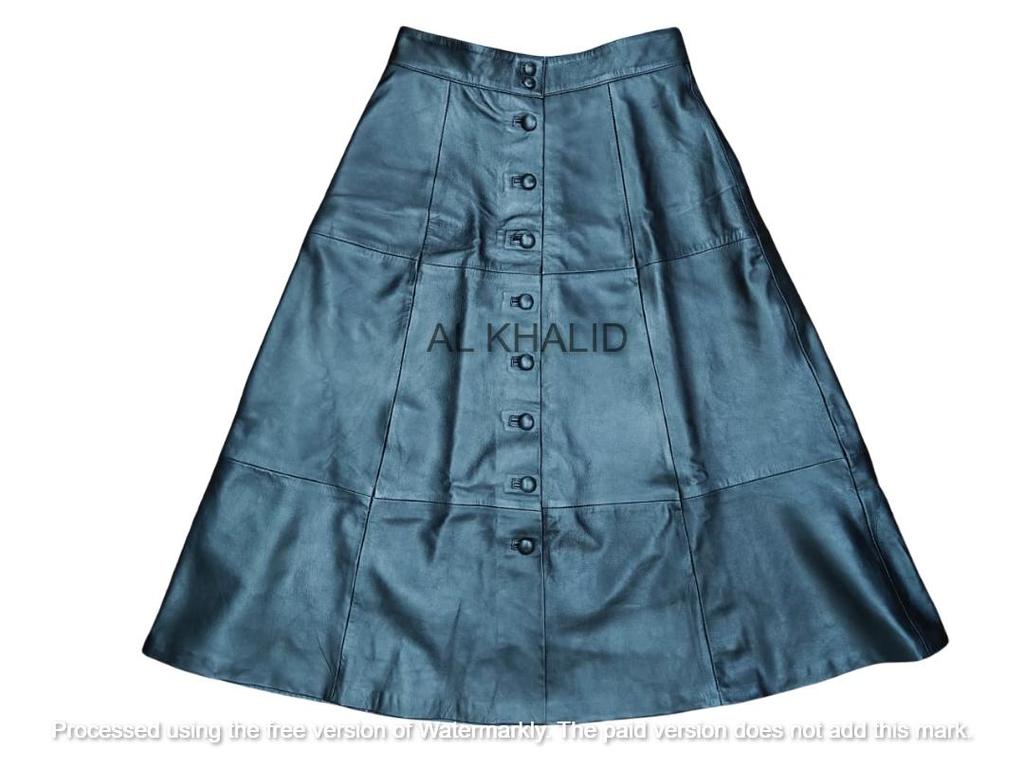 Damenrock Schwarz Lang Handgefertigt Echtes Lammleder Lässig Stilvoll Partykleidung