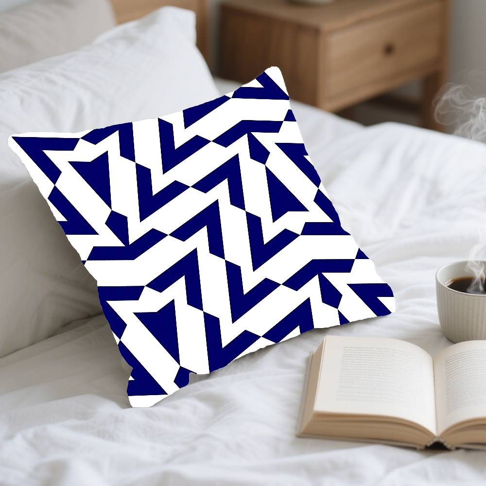 Blaues Muster Streifen Geometrisch Kissenbezug Elegant Paar Zuhause Wohnzimmer Schlafzimmer Dekorativ Rechteckiger Kissenbezug Sofakissenbezug