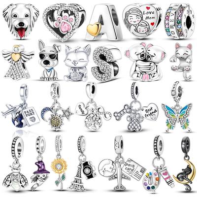 Airplane Charms Copper Glow Firefly Cat Dog Paw Bead Letter Eyes Pendant Diy Jewelry Fit Bracelet Necklace Gift