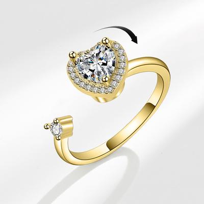 European And American Rotating Ring Opening Can Adjust Zircon Love Ring Women