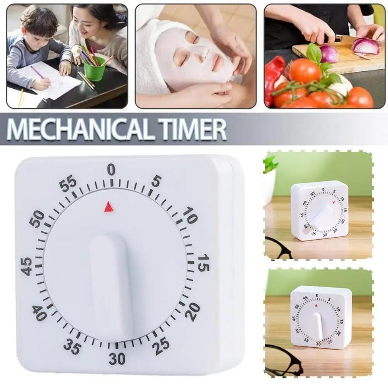 60 Minutes Mechanical Kitchen Timer Square Countdown Alarm Reminder for Cooking Baking Food Preparation Timing Tool