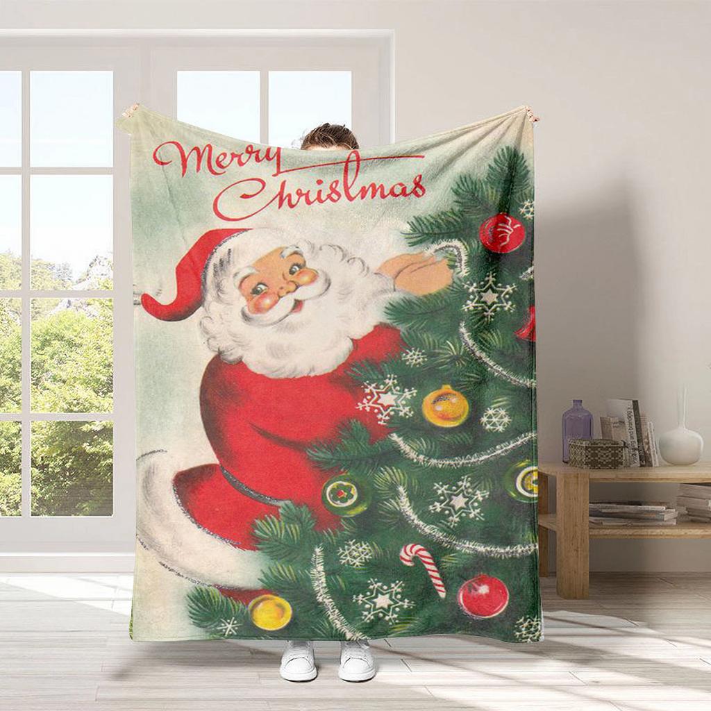 Christmas Cartoon Series Printed Blanket for Sofa Travel Camping Living Room Office Conditioning Blanket for All Seasons Gifts