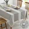 Waterproof Cotton Linen Tablecloth With Embroidery Oil-Resistant Washable Dining Table Cover Nordic Style Rectangle Mat