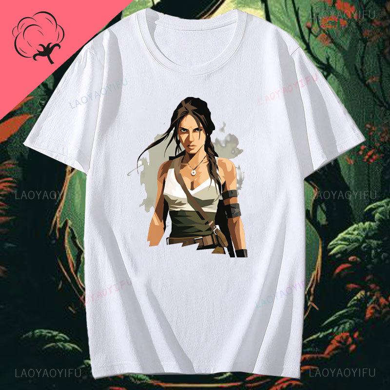 

Tomb Raider Lara Croft Unisex High Quality Printed Cotton T Shirt Street Style Short Sleeve Cool Game Enthusiast Daily Top S