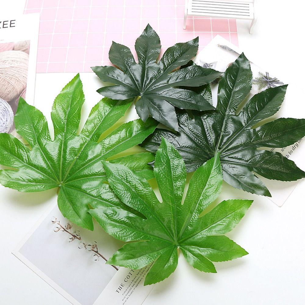

5pcs Elegant Octagonal Leaf Green Plant Plastic Artificial Plant Wedding Decor