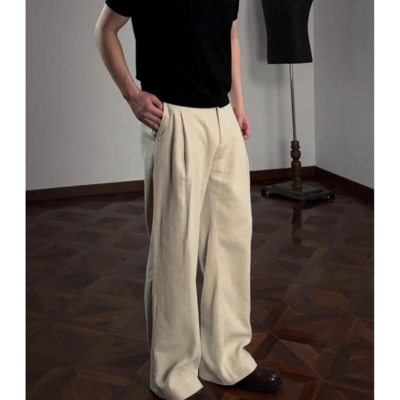 Old Money Style High Waist Loose Wide Leg Straight Casual Suit Trousers For Men And Women