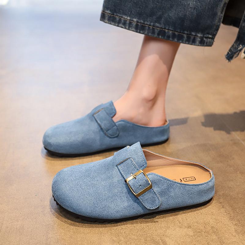 Wear Boken inner pedal retro outer drag women's summer half-care shoes to increase the height of Birken shoes bag head semi-new lazy sandals