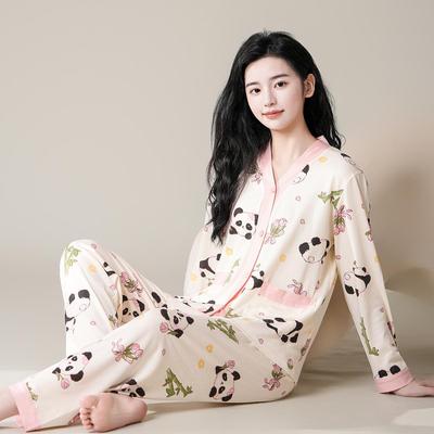 Ensemble Pyjama Longues Manches Col Kimono pour Femme - Printemps & Automne 2025