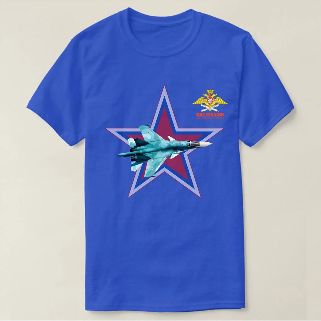Russian Air Force Emblem Su-34 "Fullback" Fighter Bomber T-Shirt 100% Cotton O-Neck Short Sleeve Summer Casual Mens T-shirt
