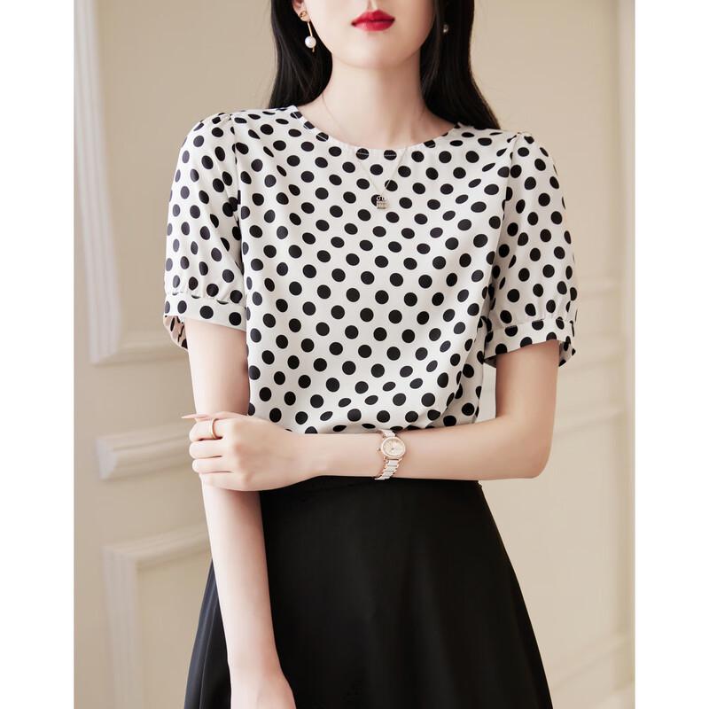 Women s Polka Dot Puff Sleeve Blouse S