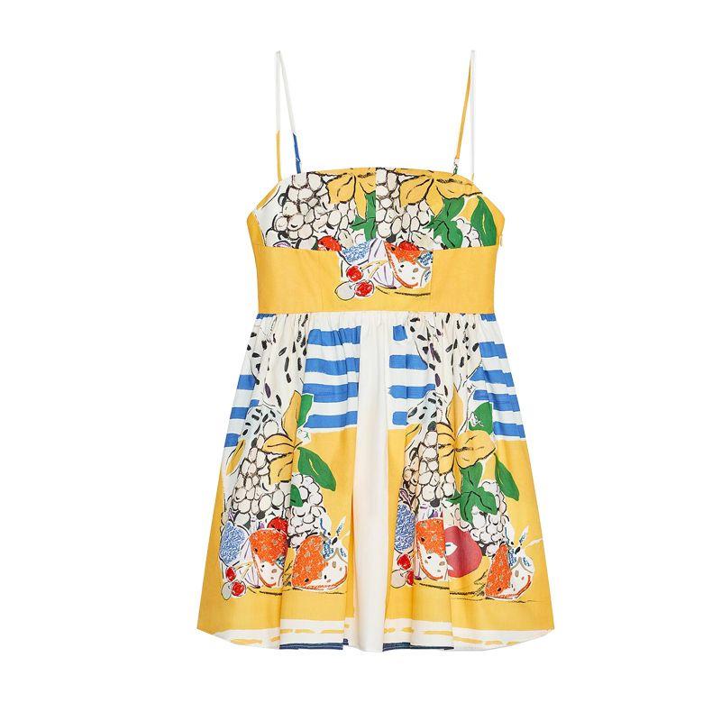 

Летнее женское платье-слинг из поплина с принтом фруктов, без рукавов, с прямым воротником, в стиле пэчворк, на подкладке, 3455341 As shown in the figure L
