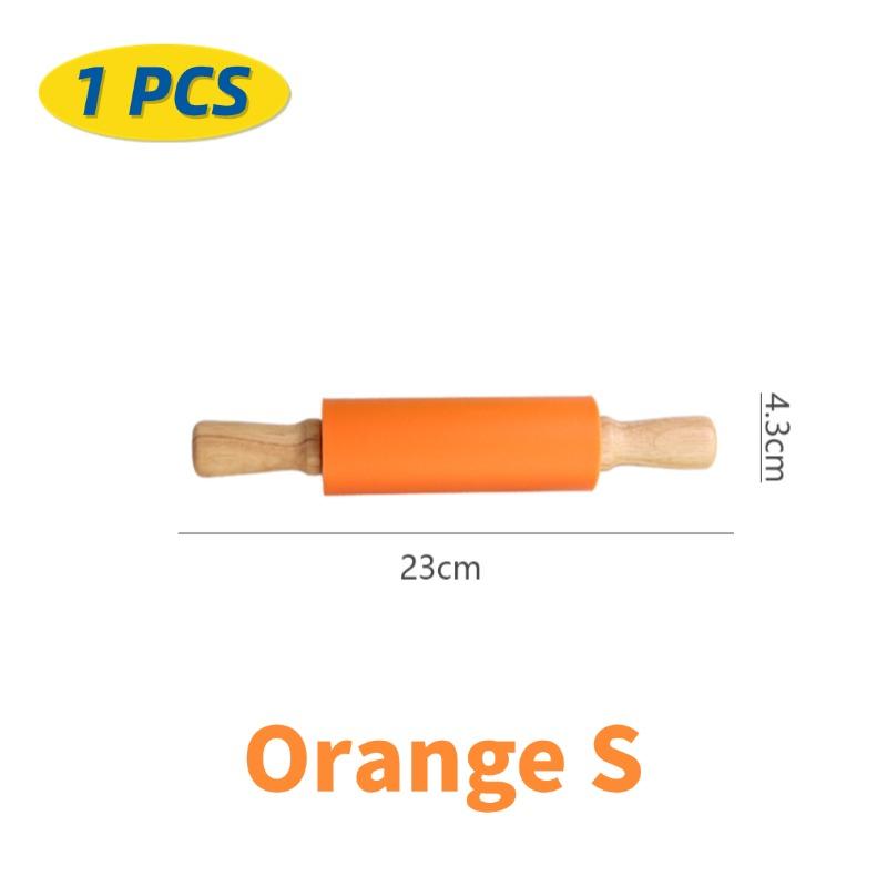 1/4Pcs Non-Stick Silicone Rolling Pin Wooden Handle Pastry Dough Flour Roller Kitchen Cooking Kid Baking Tool For Pasta Dough