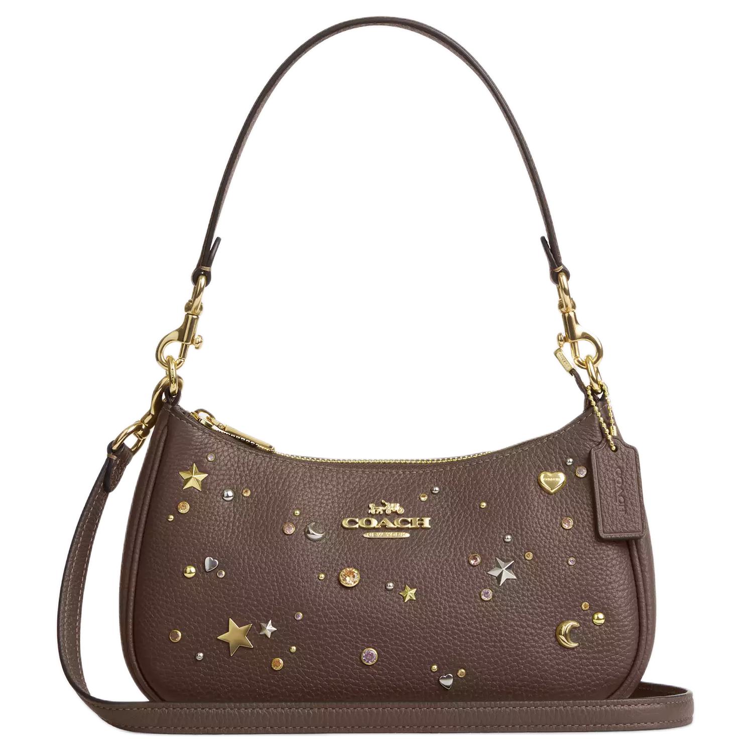 

Coach Teri 24 Removable Shoulder Strap Star And Moon Decoration Hammered Leather Shoulder Bag Medium Women shoulder bag Brown CCZ99-IMV2R Basic Set (Bag+Dust Bag)