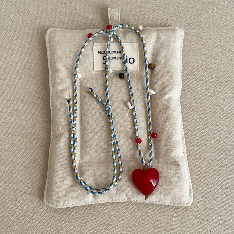 Simple Cord Necklace With Heart Pendant Clear Resin Adjustable Design For Various Occasions Romance Gift