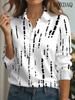 Elegant Ladies Fashion Blouse 2026 Spring Autumn Women's Tie Dye Striped Printed Shirts Casual Long Sleeve Office Women's Blouse