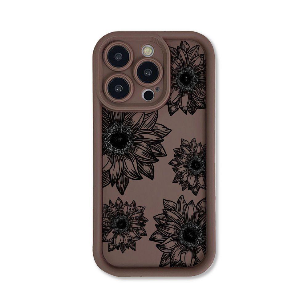 Black Sunflower for iPhone17 ProMax Case 16 Apple 17 Scrub 14/15 Premium 13