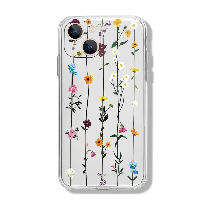 Simple flower vine iphone17 mobile phone case Apple 16promax hot-selling 15 transparent 13 soft case 12 protection