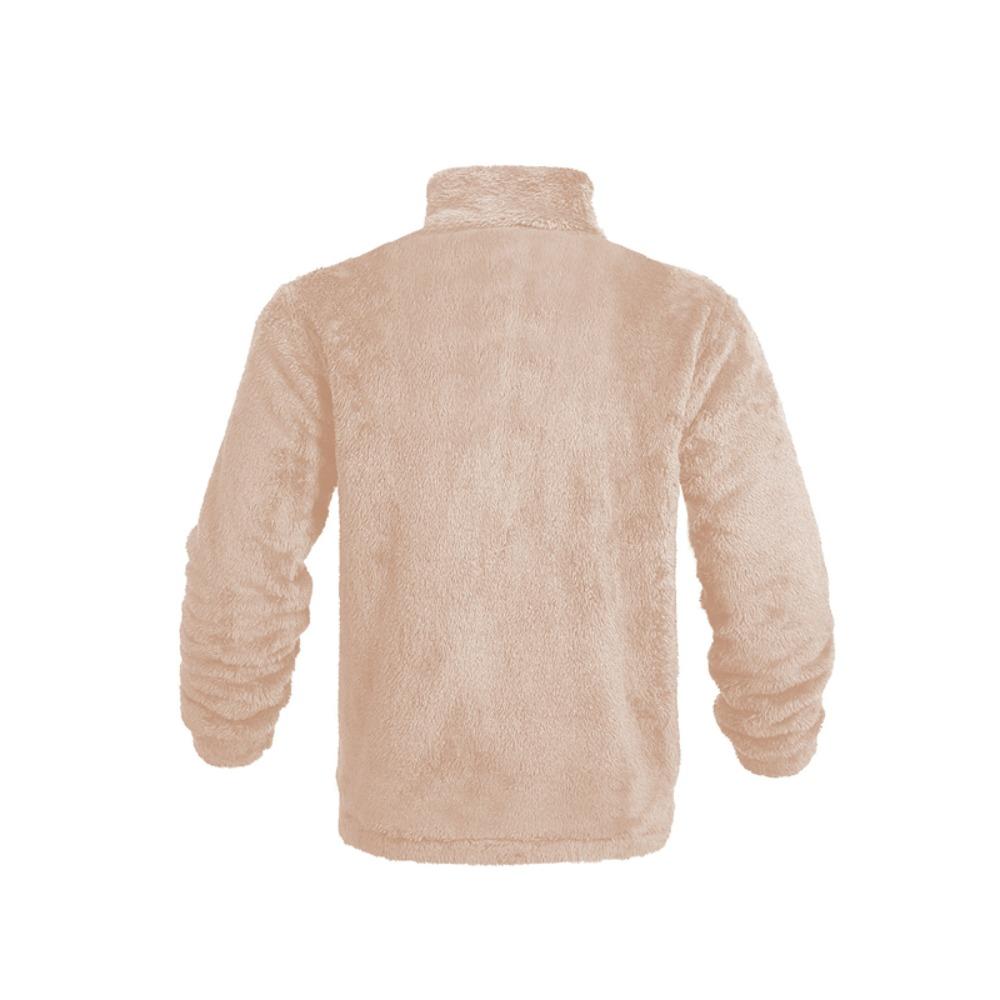 Herren Polarfleecejacke für Winter Einfarbig Stehkragen Langarm Reißverschlussfliege Mantel Lockere Passform Herren Oberbekleidung mit Taschen