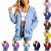 Damen Oversized Hoodie Langarm Reißverschluss Lässiger Pullover