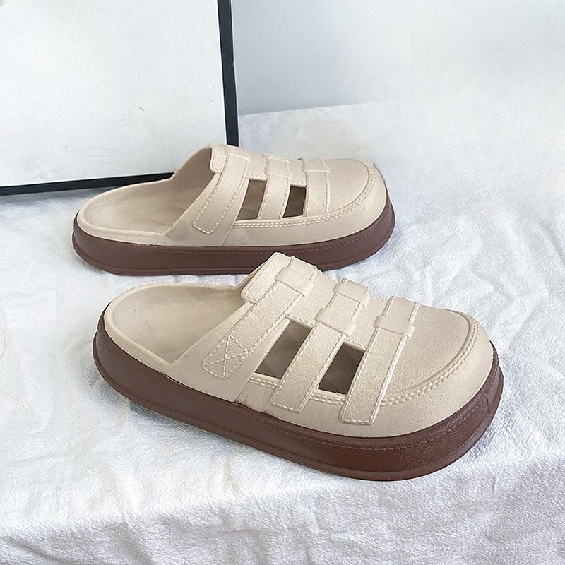 

Новые стильные туфли Полушлепанцы Шлепанцы Тапочки Толстоподошвенные Противоскользящие и Модные сандалии для студенток 40/41 коричневый