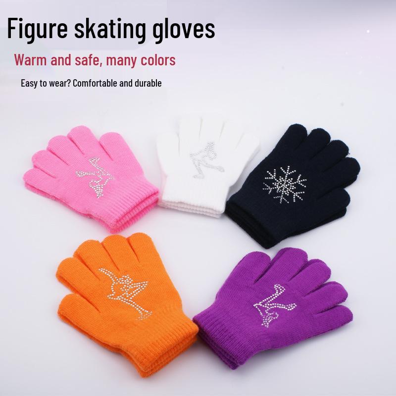 Children's and Adults' Non-slip Warm Ice Skating Gloves with Rubber Dots for Figure Skating