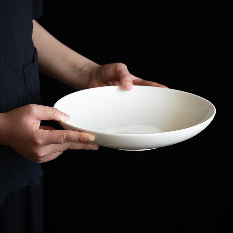 Ru Han White Porcelain 3-Compartment Ceramic Deep Dish