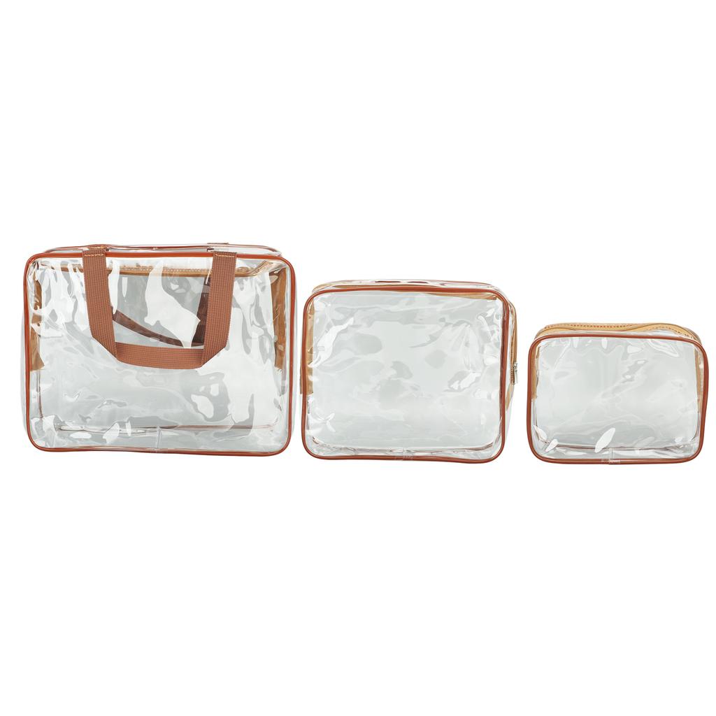 3 Pieces Clear Travel Bags Waterproof Portable Transparent Cosmetic Makeup Bags for Lunch Fitness
