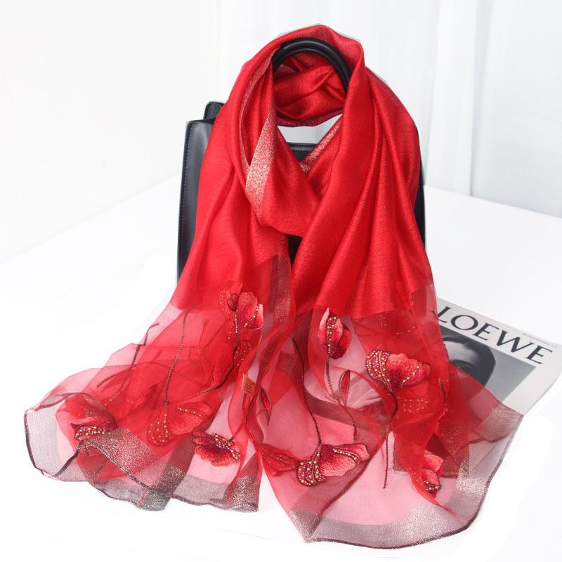 Embroidery Embroidery Handmade Embroidery Silk Wool Silk Scarf Women'S Spring And Autumn Versatile Solid Color Scarf Fashion Shawl Shawl