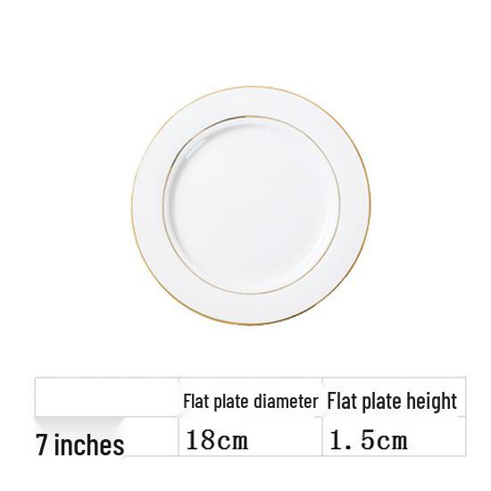 Nordic Gold Rim Steak Knife & Fork Plate Set - Western Dining & Breakfast Tableware