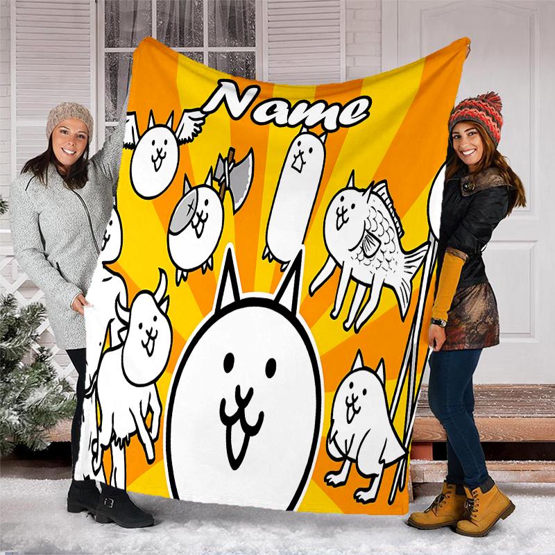 Personalized Custom Name Blanket - The Battle Cats Print Design,Blanket for Sofa,Bed,Travel,Camping - Soft and Warm, Great Gift