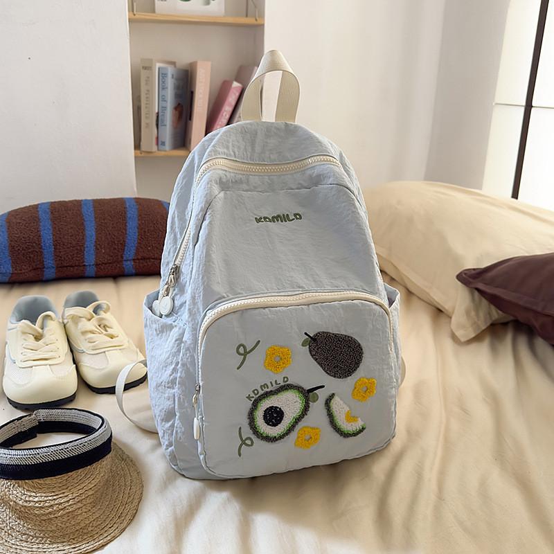 Pattern Printed Embroidery Nylon Small Backpack For School And Weekend Travel