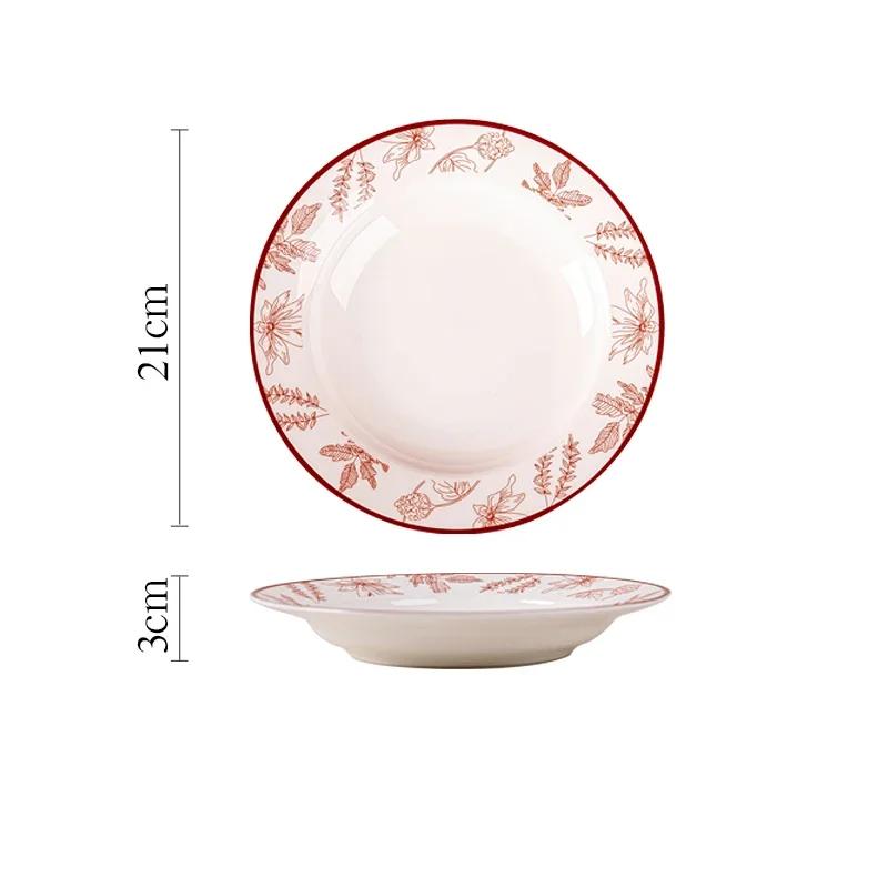 Chinese Style Creative Ceramic Plates High End Restaurant Circular Pasta Plate Delicious Fruits Salad Plate Wedding Tableware