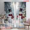 2pcs,2D Plane Printing Curtain Popular Christmas Snowman Forest Scene Versatile 100% Polyester (without Rod) Outdoor Decorations