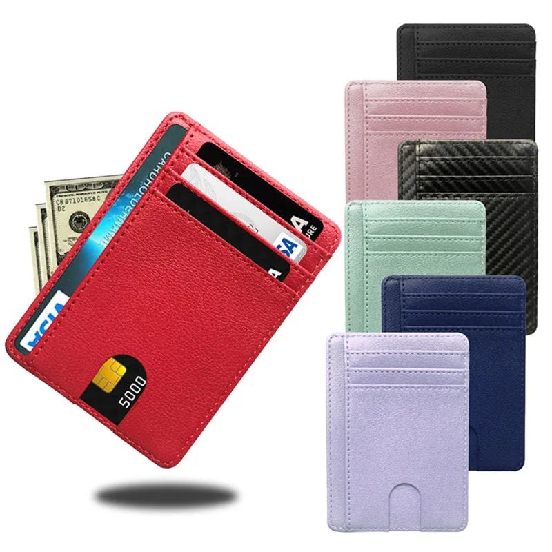 Men Women Slim RFID Blocking PU Leather Wallet Credit ID Card Holder Storage Purse Money Case Cover Anti Theft Fashion Bags