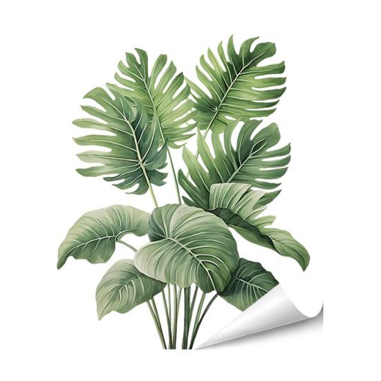 Green Plants Wall Sticker Self-adhesive Waterproof PVC Spring Floral Plants Sticker Home Office Living Room Bedroom Wall Decoration Decal
