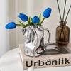 Creative Pleated Paper Bag Silvery Ceramic Vase Unique Aesthetic Vases For Living Room Coffee Table Bathroom Table Decor