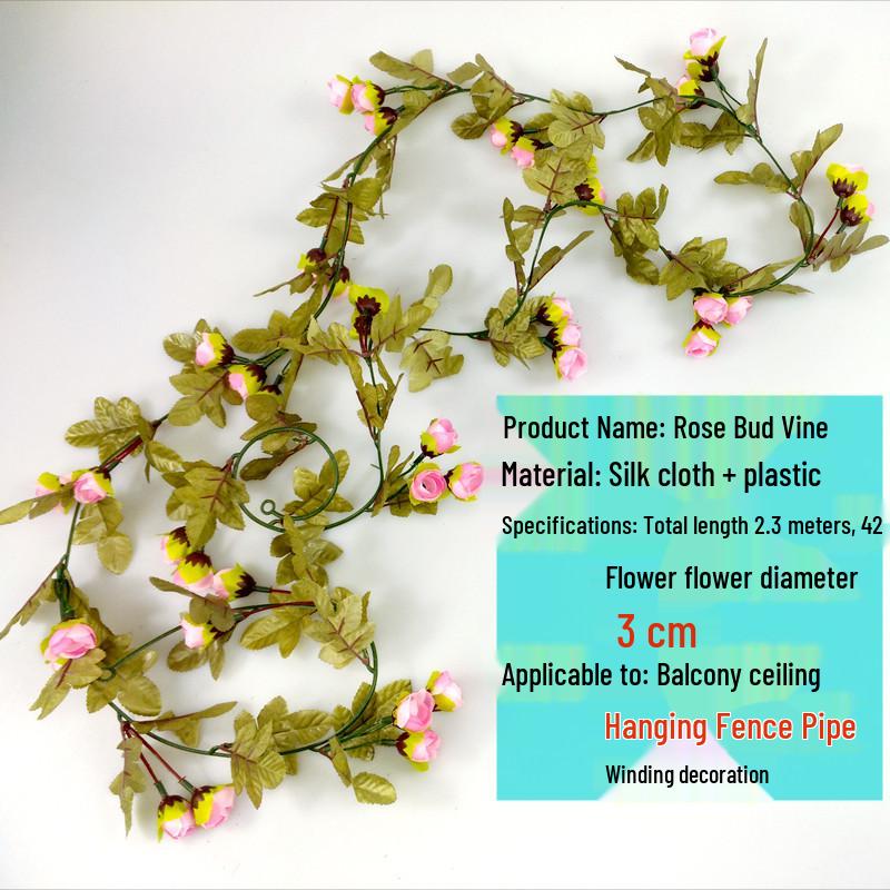 Artificial Rose & Rosehip Flower Vine for Indoor Decoration & Air Conditioner Pipe Covering