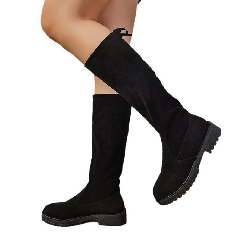 Suede Boots Autumn and Winter New Comfortable Versatile Boots Retro High Boots Velvet Elastic Knight Boots Women