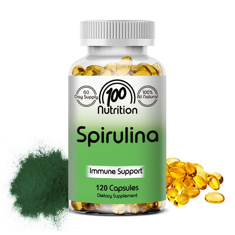 Organic Spirulina 700mg Capsules, Vegan Detoxifying Weight Loss, Immune-Boosting Superfood, 120 Capsules