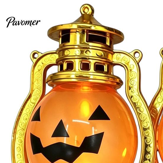 Durable Plastic Lamp Halloween Pumpkin Lantern, Flickering LED Lamp, Vintage Handheld Spooky Night Decor Oil for Tabletop Indoor Outdoor Party