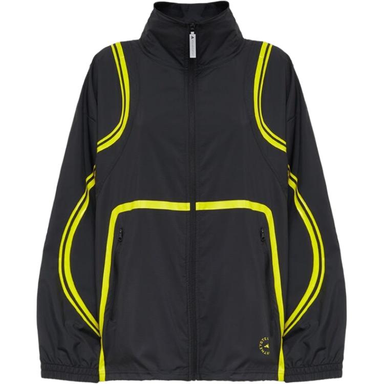 Adidas Contrasting Stripe Mesh Hollow Sport Jacket Women Tops Black HI6129