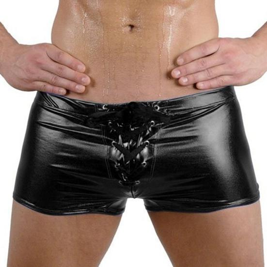 Fashion Club Men's Lace Up Patent Leather Boxers Underwear Underpants Shorts