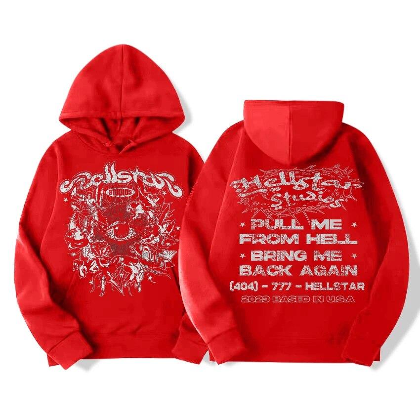 

Толстовка с принтом Hellstar, унисекс и WoУнисекс, осень/зима, толстовка с капюшоном в стиле Харадзюку, винтажная большая куртка унисекс, уличная одежда S